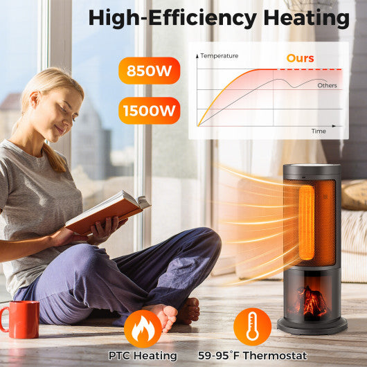 17 Inch 1500W Portable Tower Space Heater with 135 ° Oscillation-Black