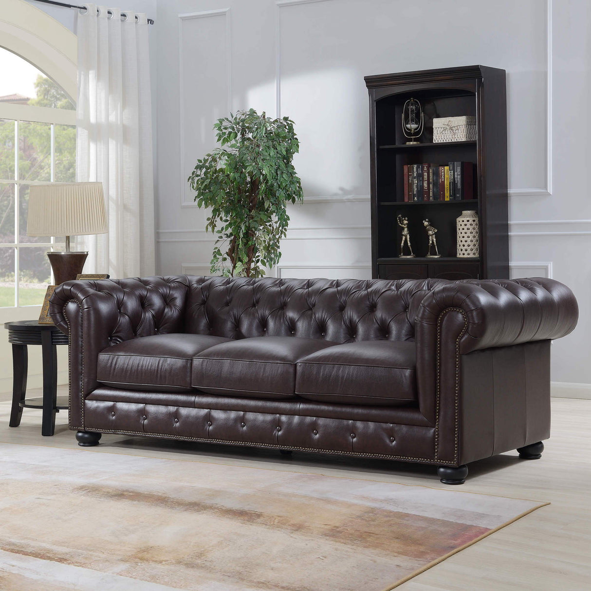 Traditional Tufted Leather Chesterfield Nailhead Sofa by Couch.com