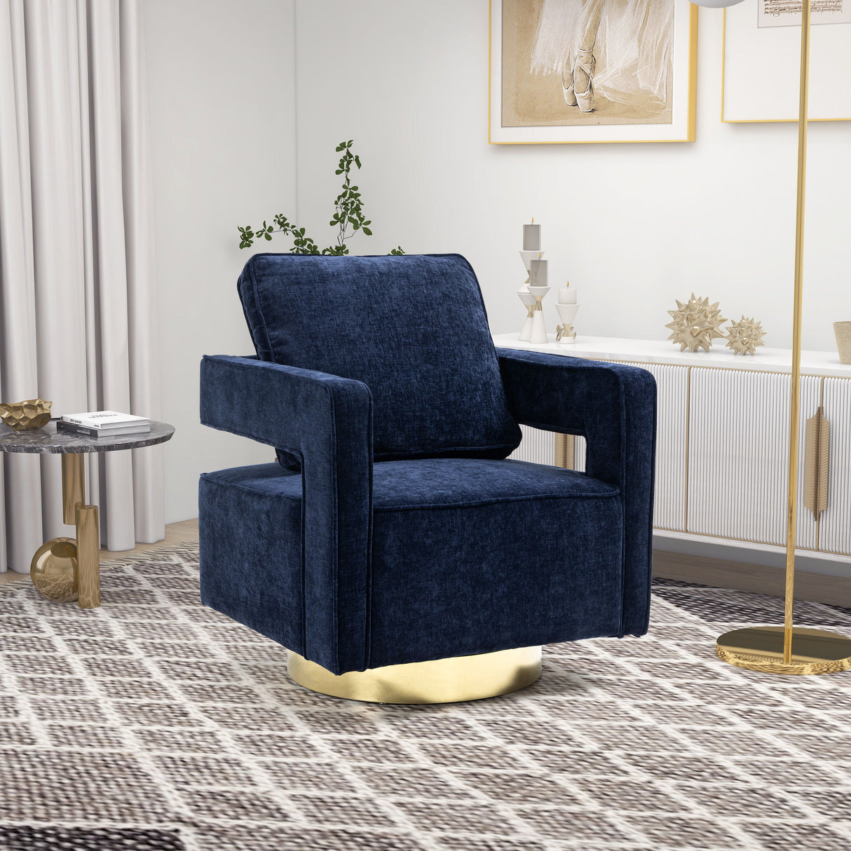 Swivel Accent Open Back Chair Modern Comfy Sofa Chair With Base by Couch.com