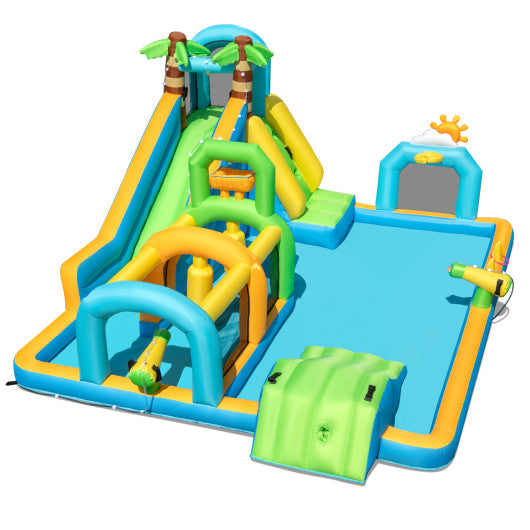 Inflatable Water Slide Tropical Theme Dual Slide Aqua Park Blower Excluded
