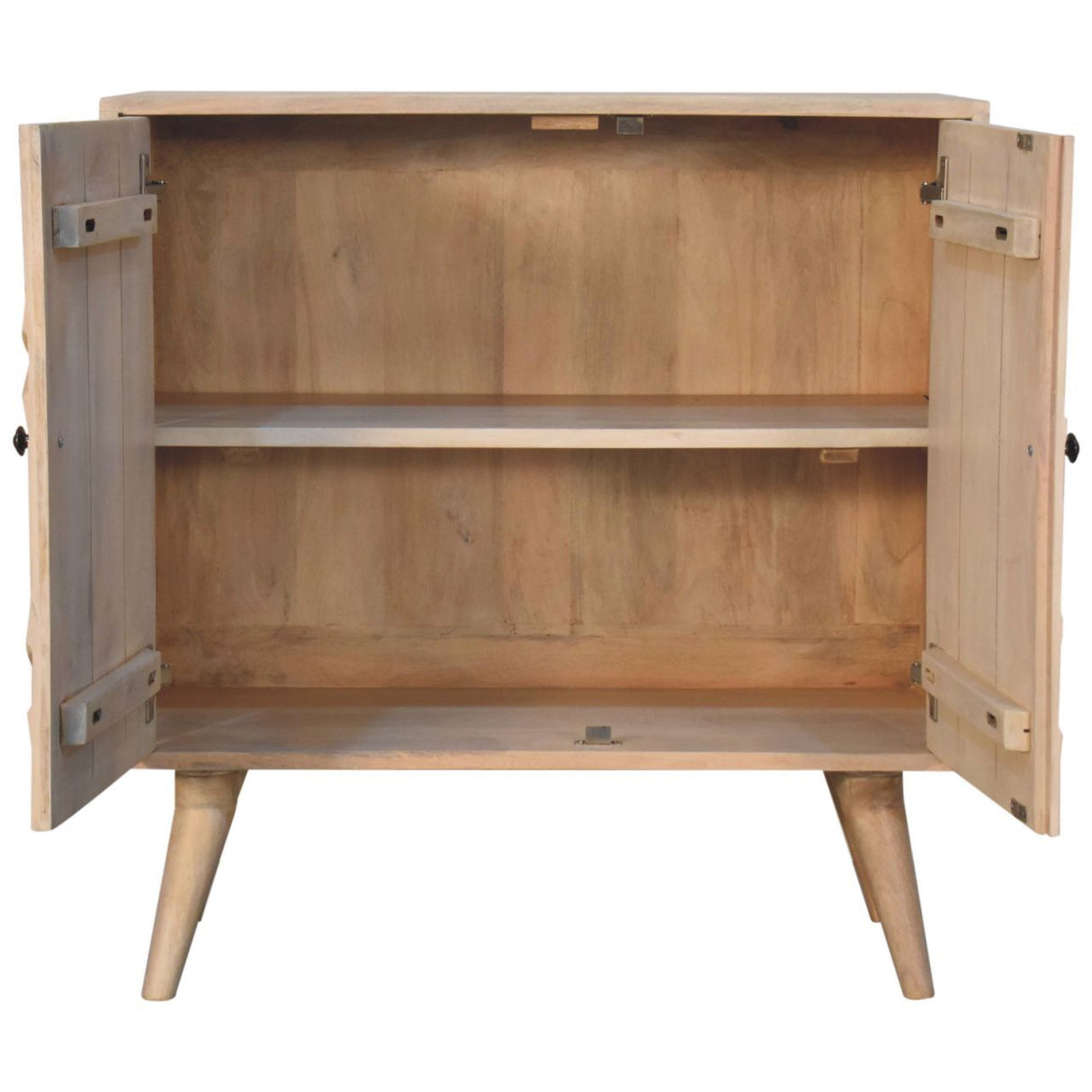 Couch.com Hourglass Carved Cabinet Marble, Modern Style, Wood Construction, Light Brown Finish by Couch.com