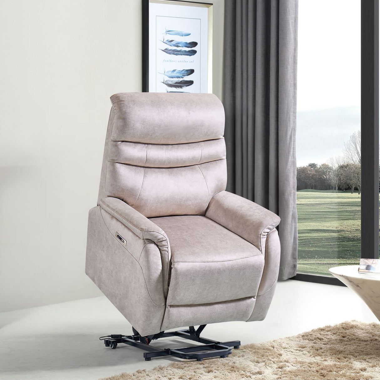 Comfortable Electric Lift Chair, Made Of High Grade Leather, Provides Full Body Support And Convenient Remote Control Operation, Making It An Ideal Choice For The Elderly And Those With Limited Mobili - Light Gray by Couch.com