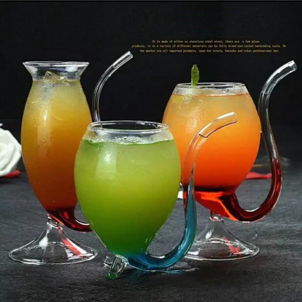 Creative Transparent Glass Vampire Wine Cup with Straw