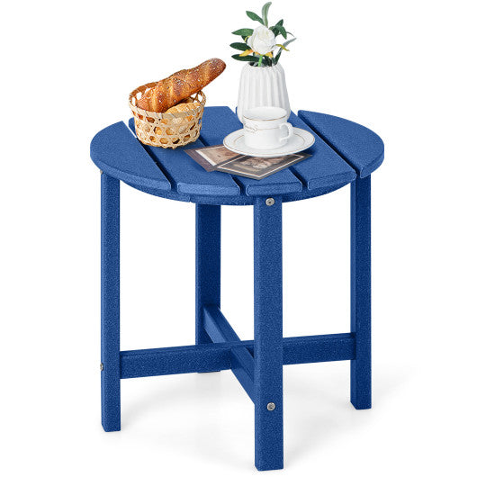 18 Inch Round Weather-Resistant Adirondack Side Table-Navy