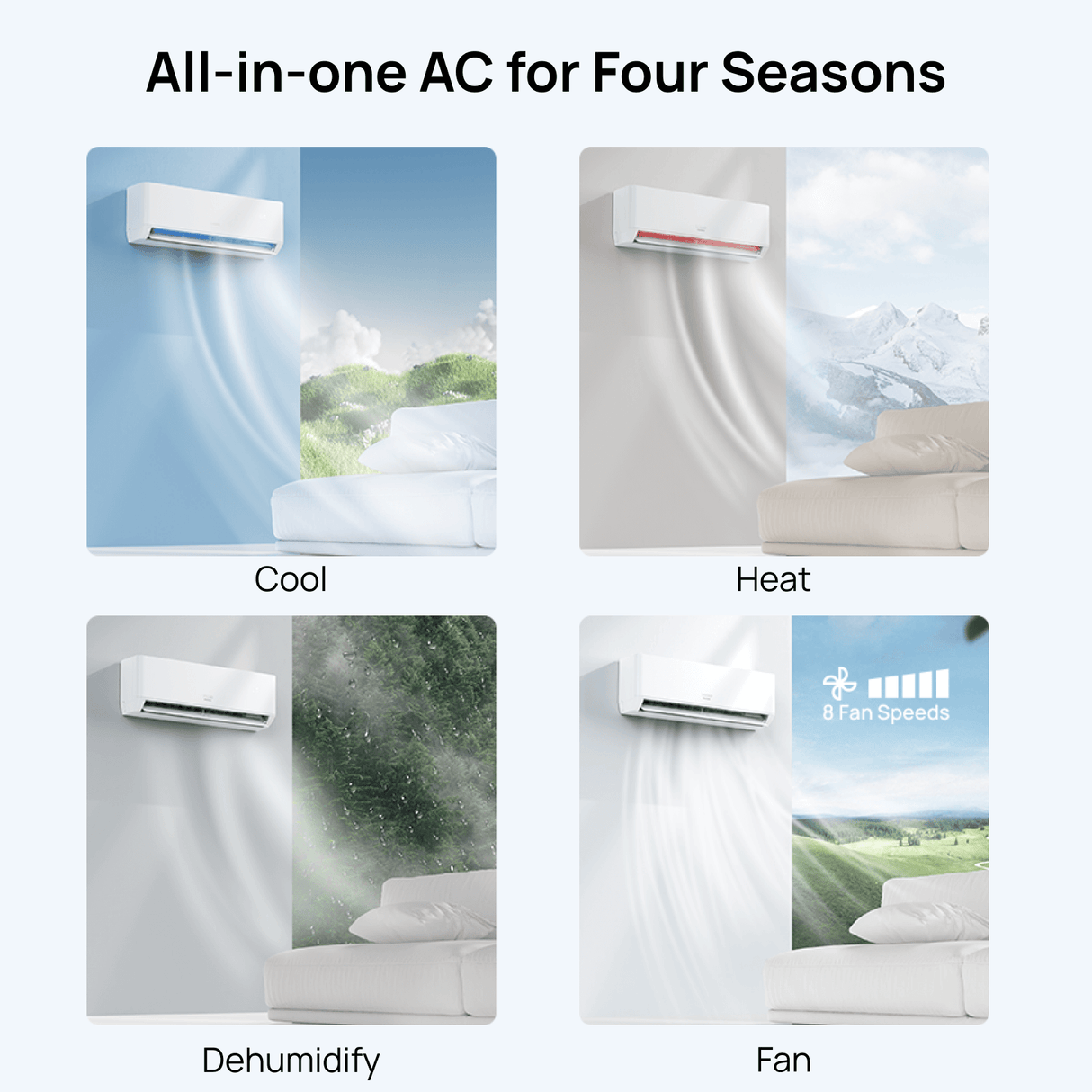 Greenland 9000 BTU WiFi Ductless Mini Split AC with Heat Pump (R454B)