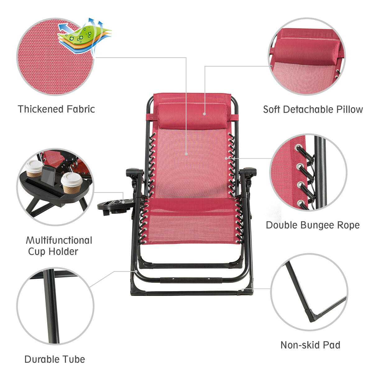 Oversize Lounge Chair with Cup Holder of Heavy Duty for outdoor-Beige