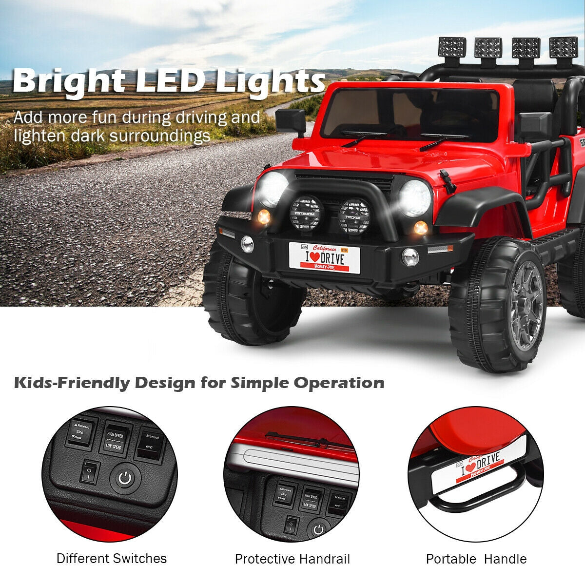 12V 2-Seater Ride on Car Truck with Remote Control and Storage Room-White