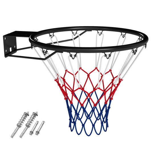 18" Basketball Rim Heavy Duty Wall Mounted Basketball Rim Goal Replacement-Black