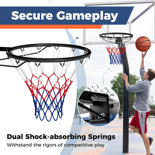 18" Basketball Rim Heavy Duty Wall Mounted Basketball Rim Goal Replacement-Black