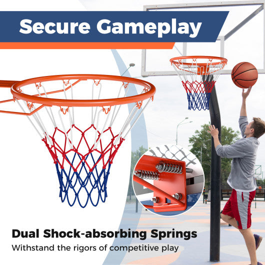 18" Basketball Rim Heavy Duty Wall Mounted Basketball Rim Goal Replacement-Orange