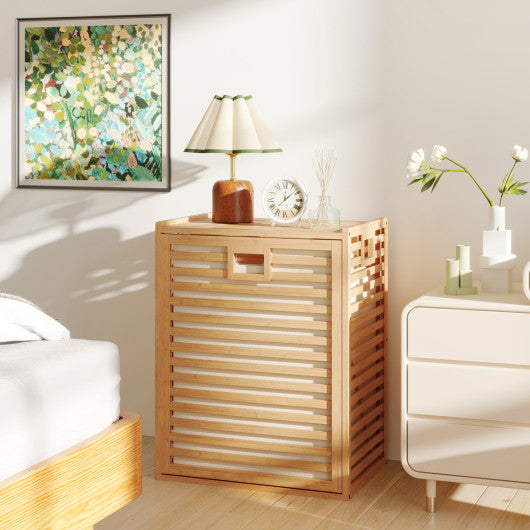 18 Gal Bamboo Tilt-out Laundry Hamper with Removable Fabric Bin-Natural