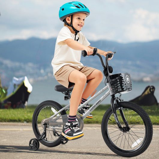 18 Inch Kids Bike Adjustable with Transparent Chain Cover for 4-8 Years Old
