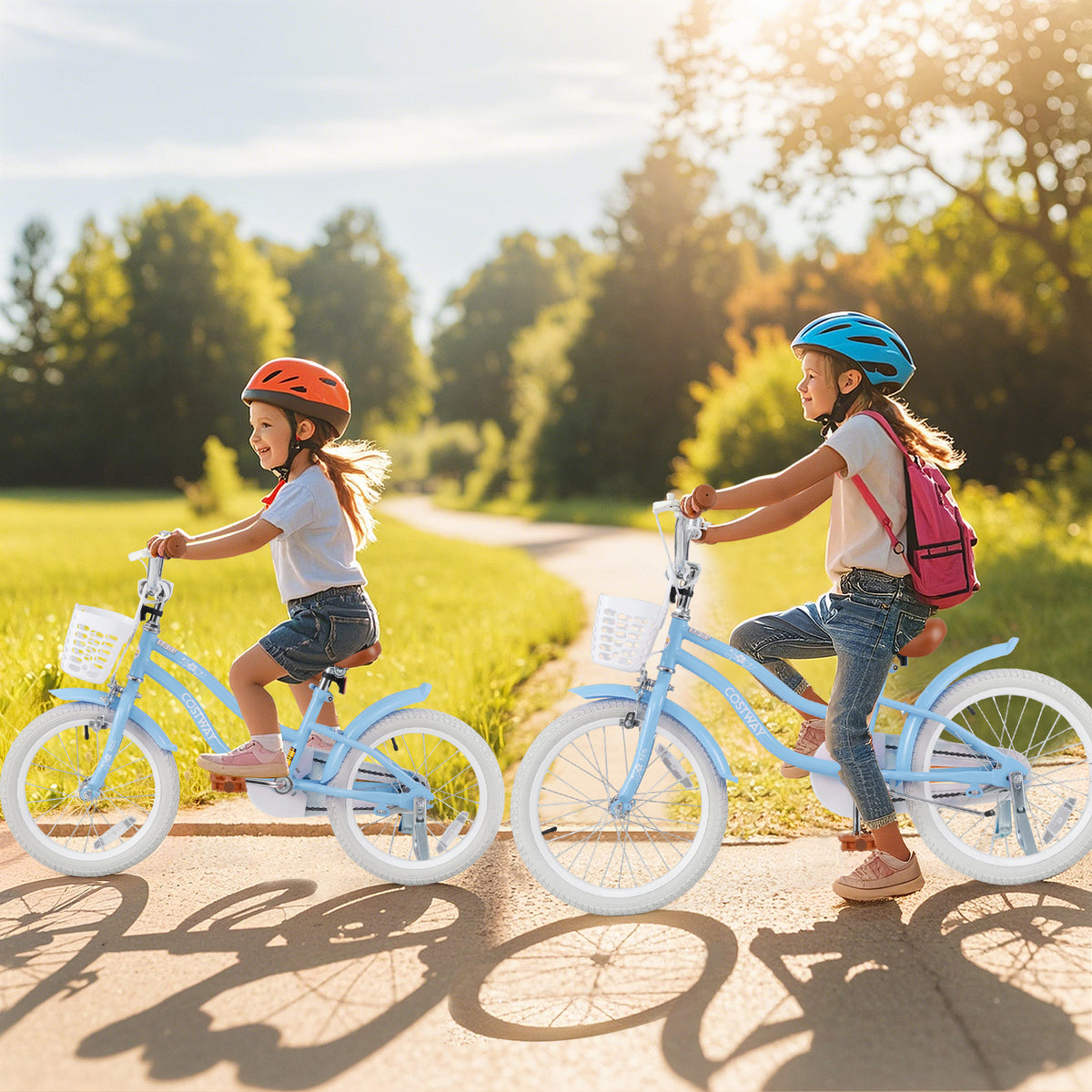 18 Inch Kids Bike with Adjustable Handlebar and Seat for 4-8 Year Old