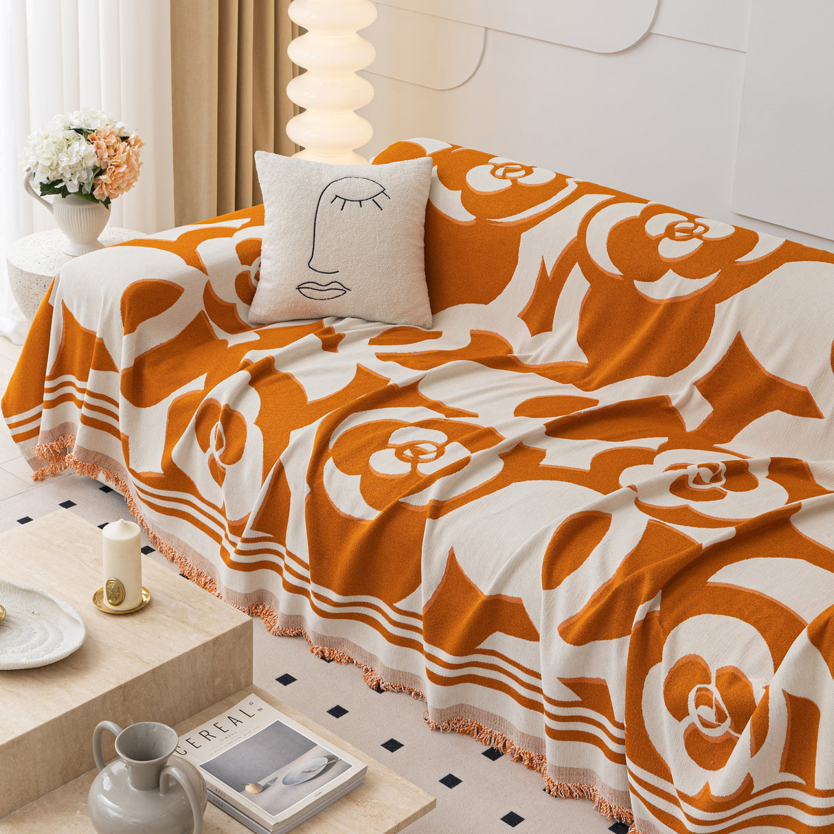 Chenille Sofa Cover Blanket, Couch Cover Blanket Throws for Couches Living Room Furniture Throw Covers