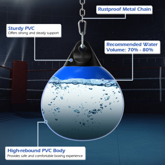 18 Inch 110 Pound Heavy Punching Water Aqua Bag with Adjustable Metal Chain-Blue