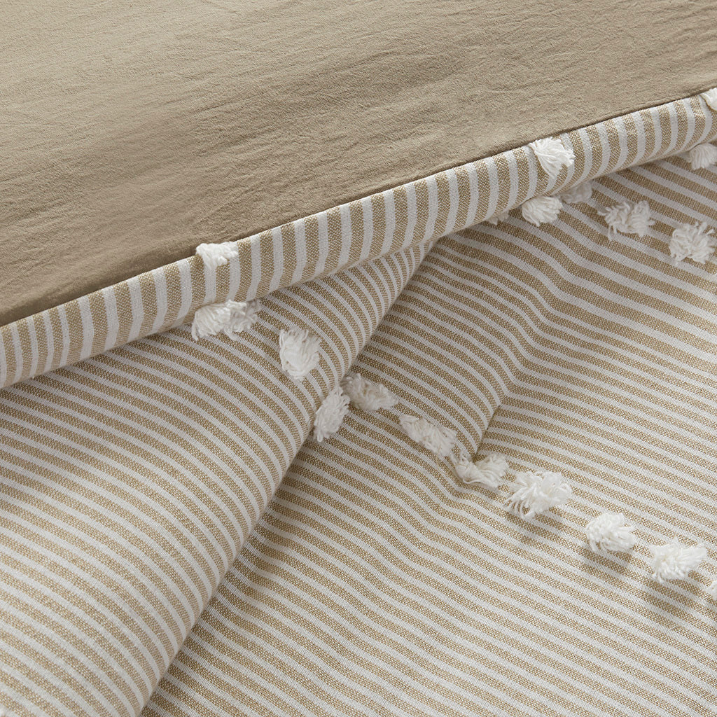 Full/Queen 3 Piece Cotton Yarn Dyed Comforter Set