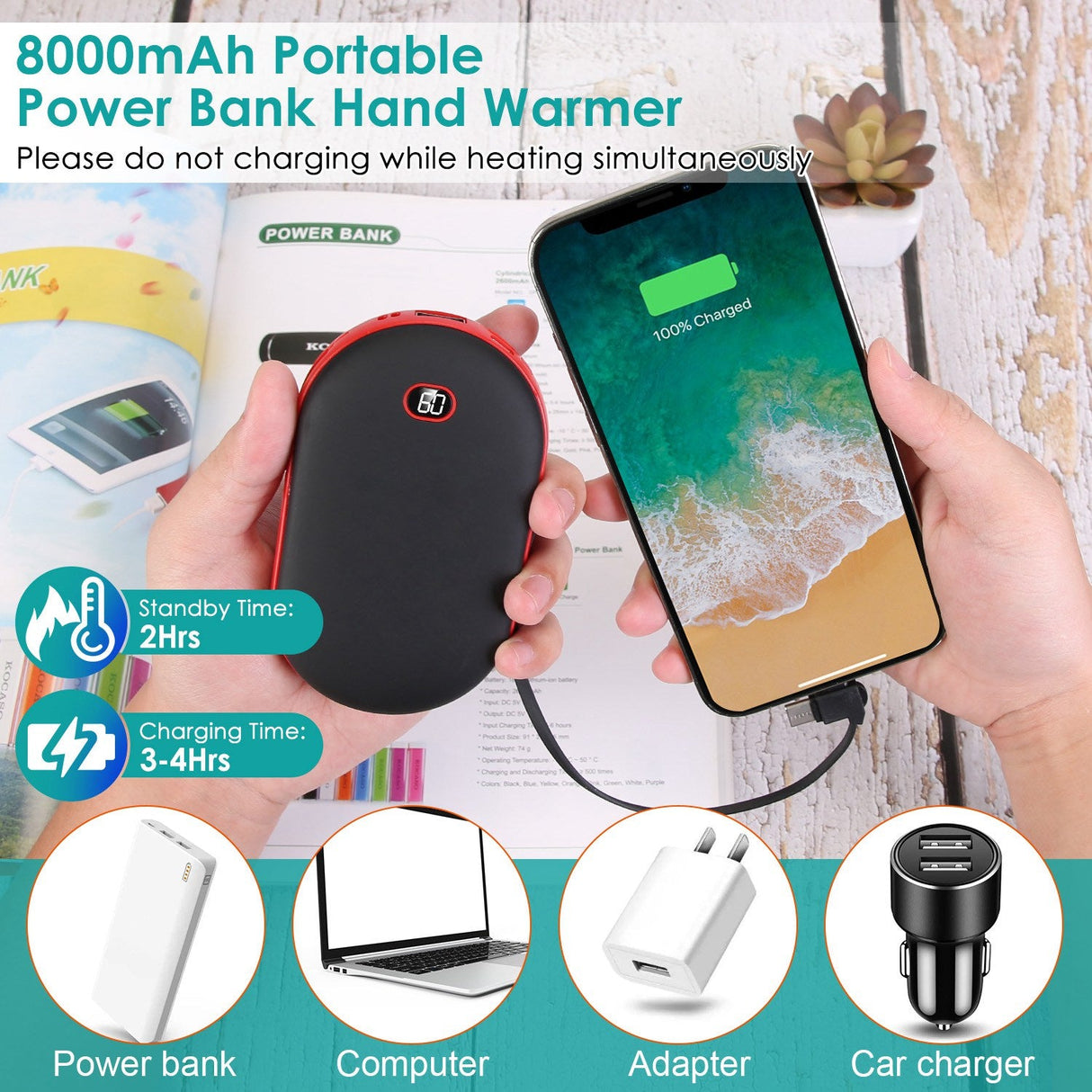 8000mAh Hand Warmer & Power Bank by DirectDeals