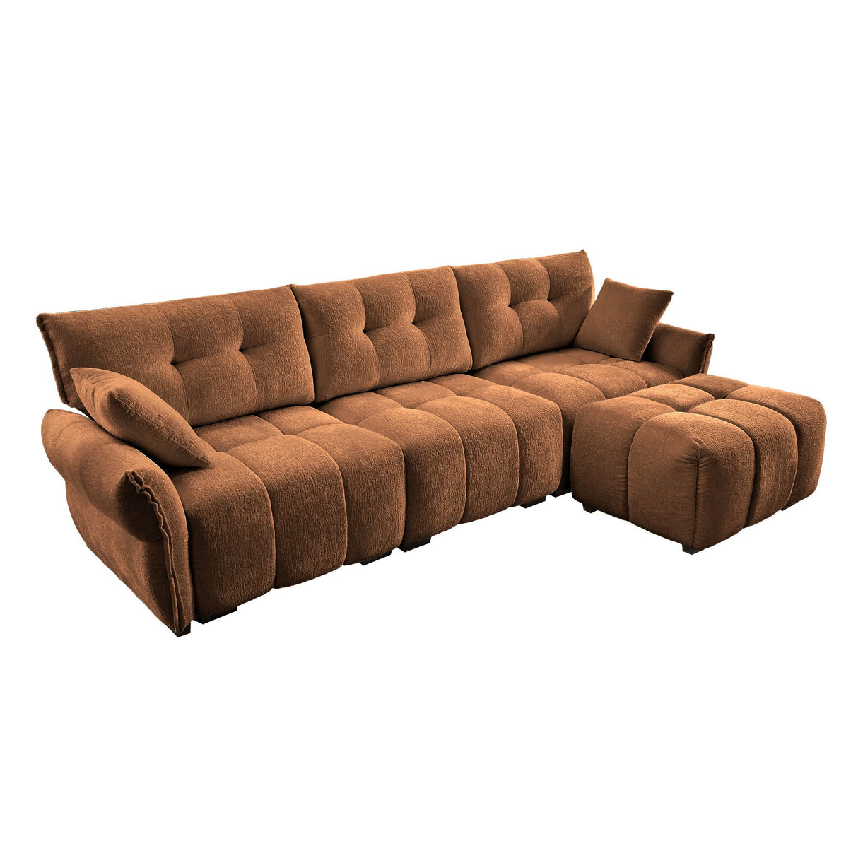 Elegant Sofa Set With Ottoman And Pillows, Textured Chenille, High Resilience Cushions by Couch.com
