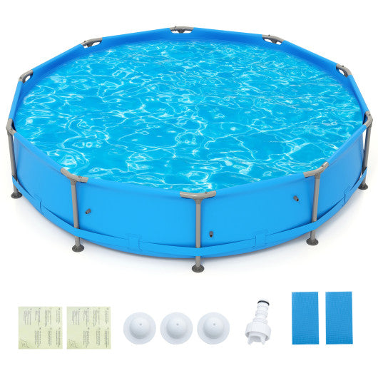 690/978/1158/1617 Gal Outdoor Family Swimming Pool with Metal Frame-12 ft