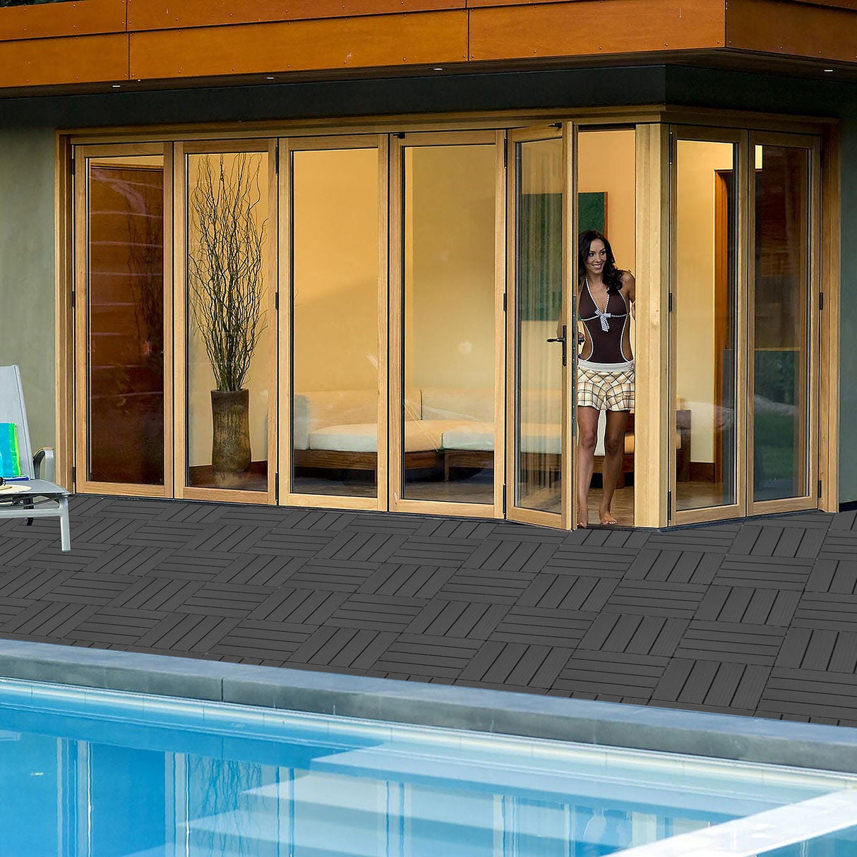 Plastic Interlocking Deck Tiles, Waterproof All Weather Use by Couch.com