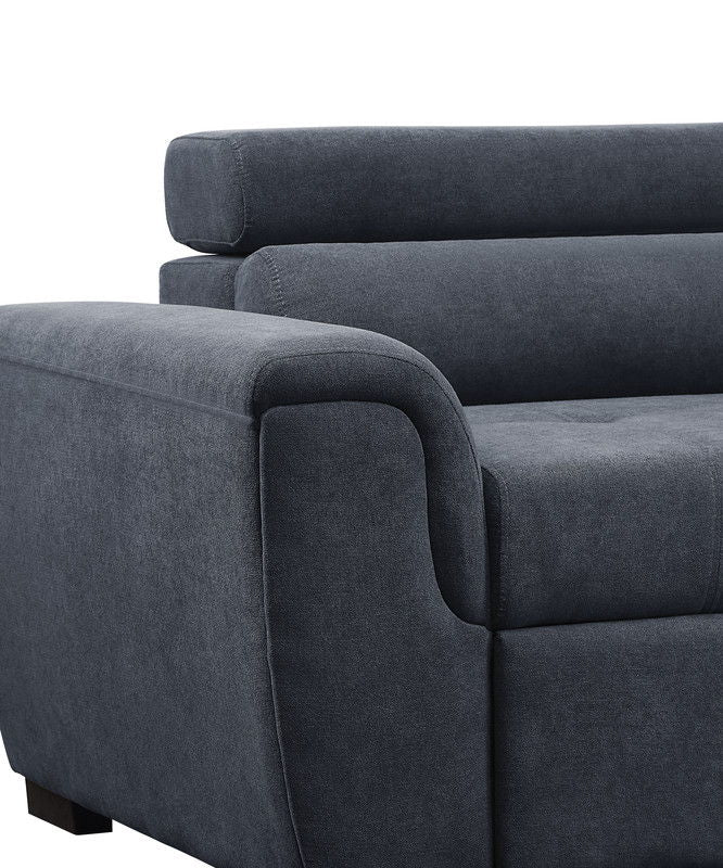 Couch.com Haris Fabric Sleeper Sofa Sectional With Adjustable Headrest And Storage Ottoman Dark Gray, Adjustable, with Storage, Modern Style, Fabric Construction, Dark Gray Finish by Couch.com
