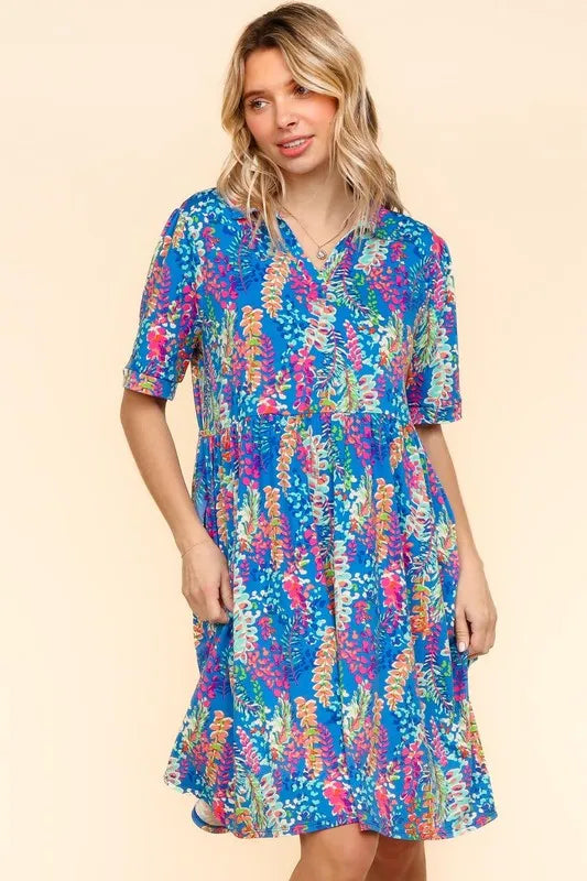 Johnny Collar Babydoll Dress with Side Pockets – Babydoll Dress, Johnny Collar Dress, Pocketed Dress, Button Down Dress, Relaxed Fit Dress