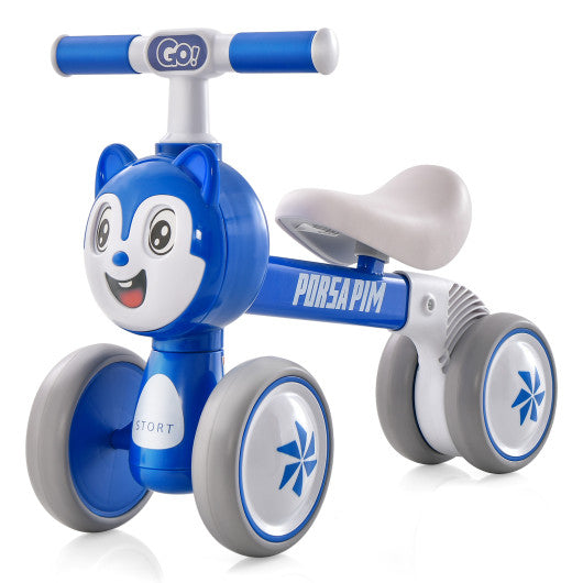 Baby Balance Bike No Pedal Lightweight Infant 4 Wheels Baby Bicycle-Blue