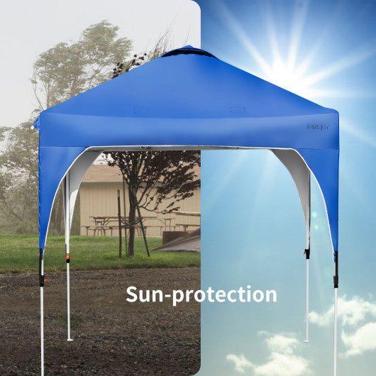6.6 x 6.6 Feet Outdoor Pop Up Height Adjustable Canopy Tent with Roller Bag-Blue