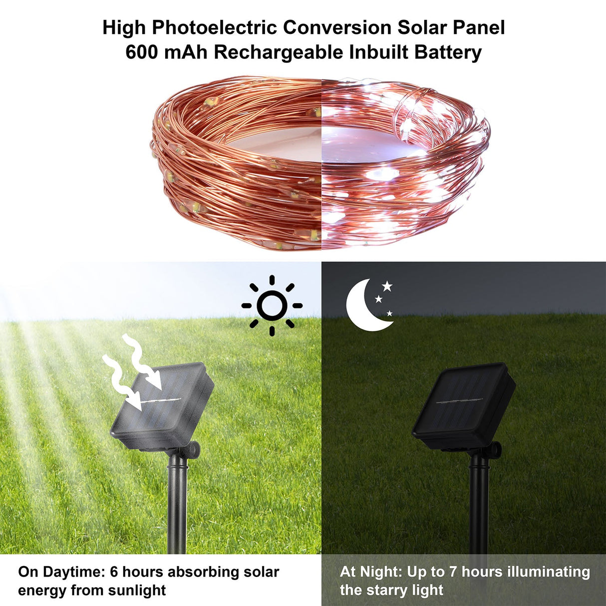 100 LEDs Solar String Lights Outdoor IP65 Waterproof Copper Wire String Lights Solar LED Fairy Lamps Wedding Party Festival by DirectDeals