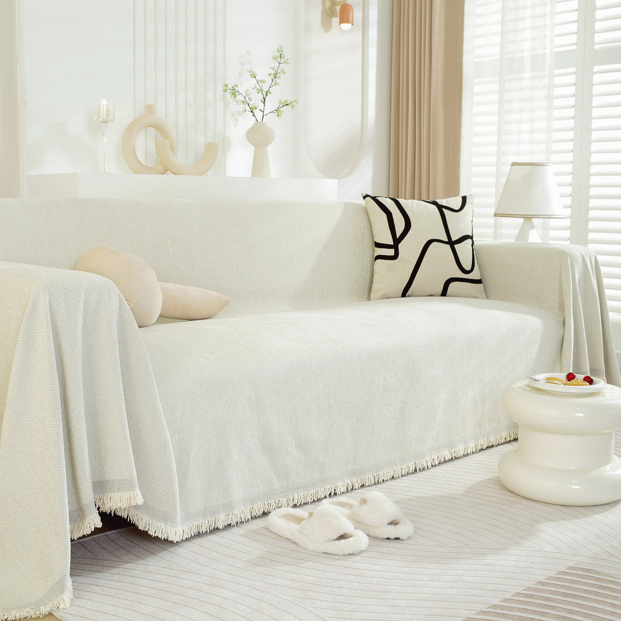 Chenille Herringbone Couch Protector Blanket, Stylish Throw Blankets for Couch and Couch Throw Cover