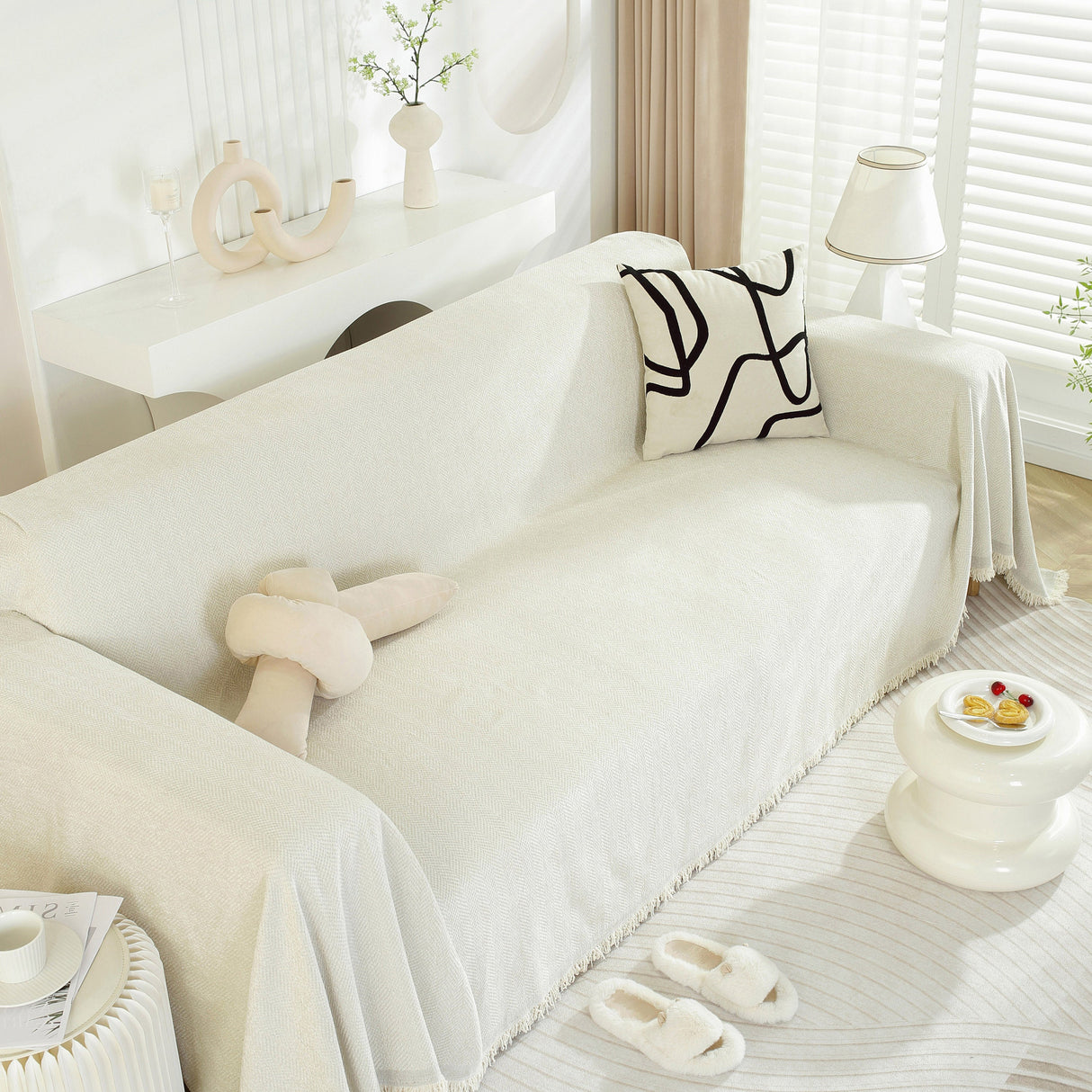 Chenille Herringbone Couch Protector Blanket, Stylish Throw Blankets for Couch and Couch Throw Cover