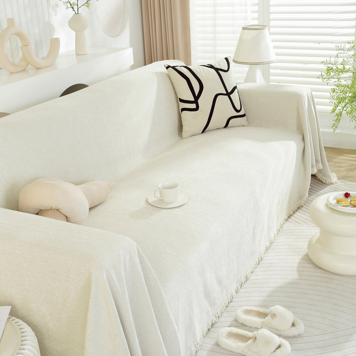 Chenille Herringbone Couch Protector Blanket, Stylish Throw Blankets for Couch and Couch Throw Cover