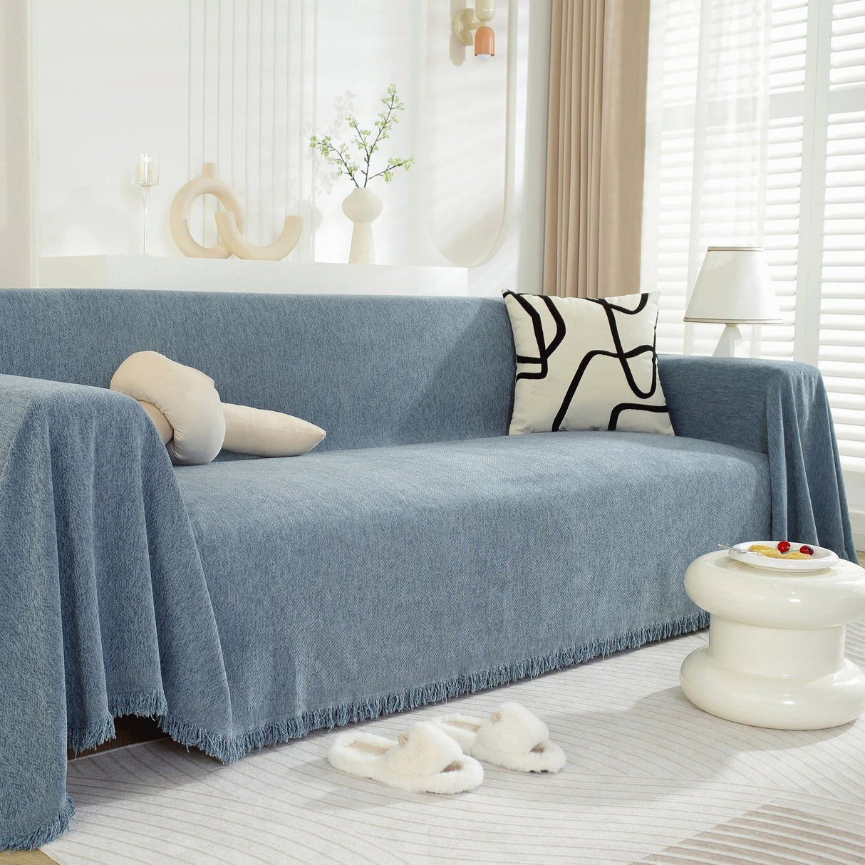 Chenille Herringbone Couch Protector Blanket, Stylish Throw Blankets for Couch and Couch Throw Cover