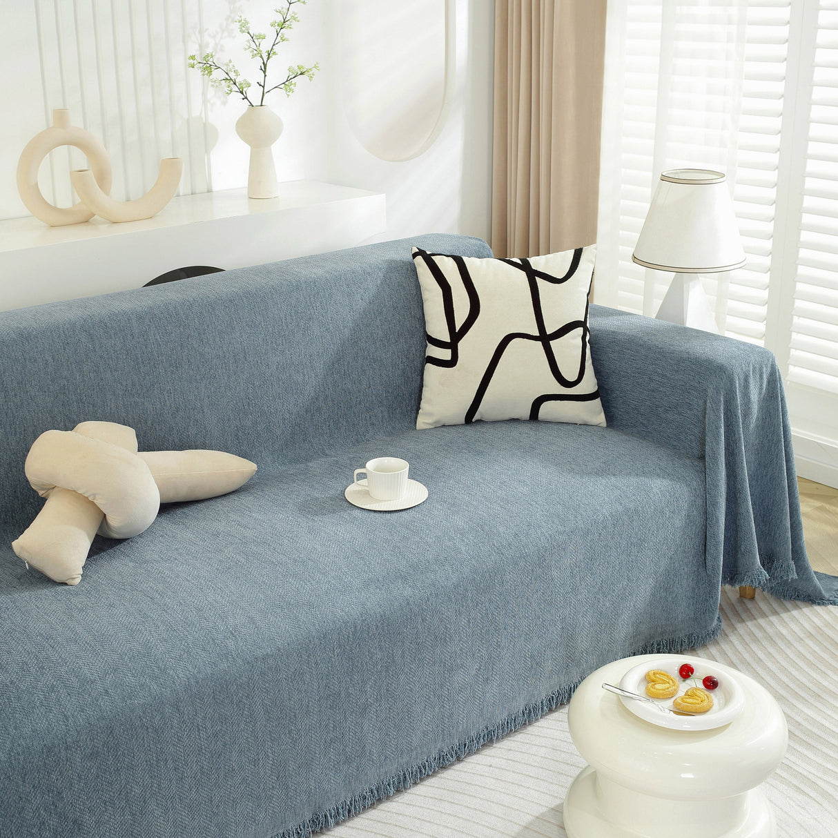 Chenille Herringbone Couch Protector Blanket, Stylish Throw Blankets for Couch and Couch Throw Cover