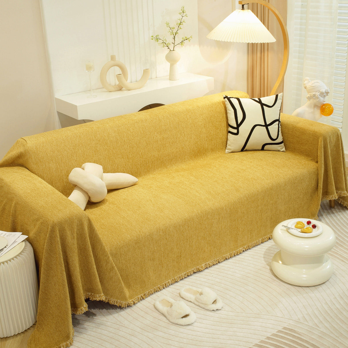 Chenille Herringbone Couch Protector Blanket, Stylish Throw Blankets for Couch and Couch Throw Cover