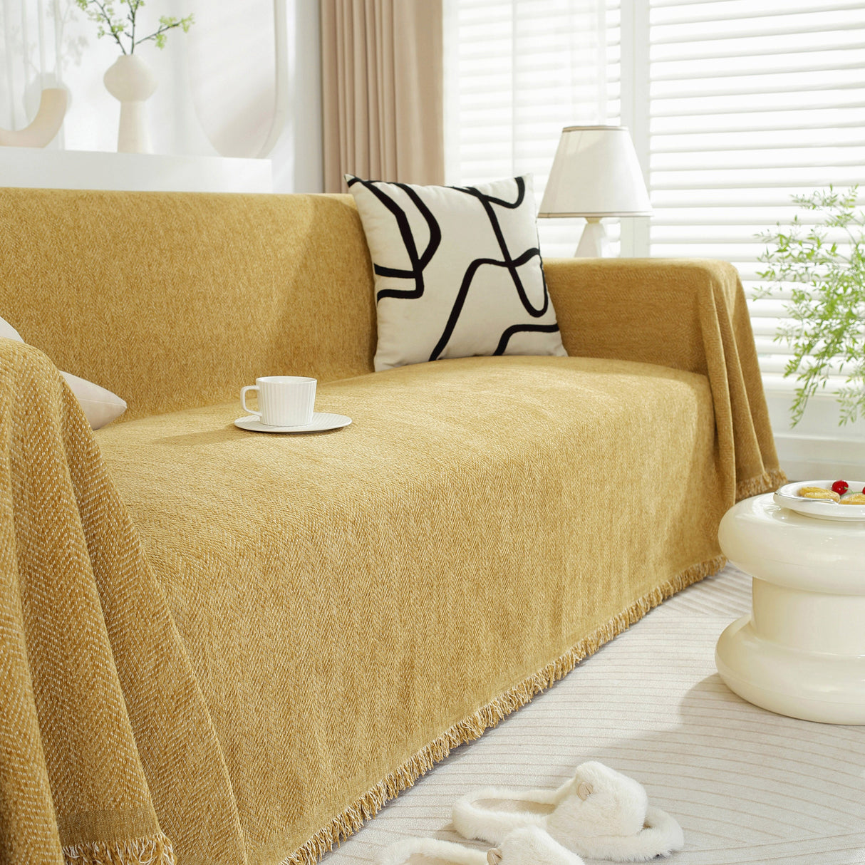 Chenille Herringbone Couch Protector Blanket, Stylish Throw Blankets for Couch and Couch Throw Cover