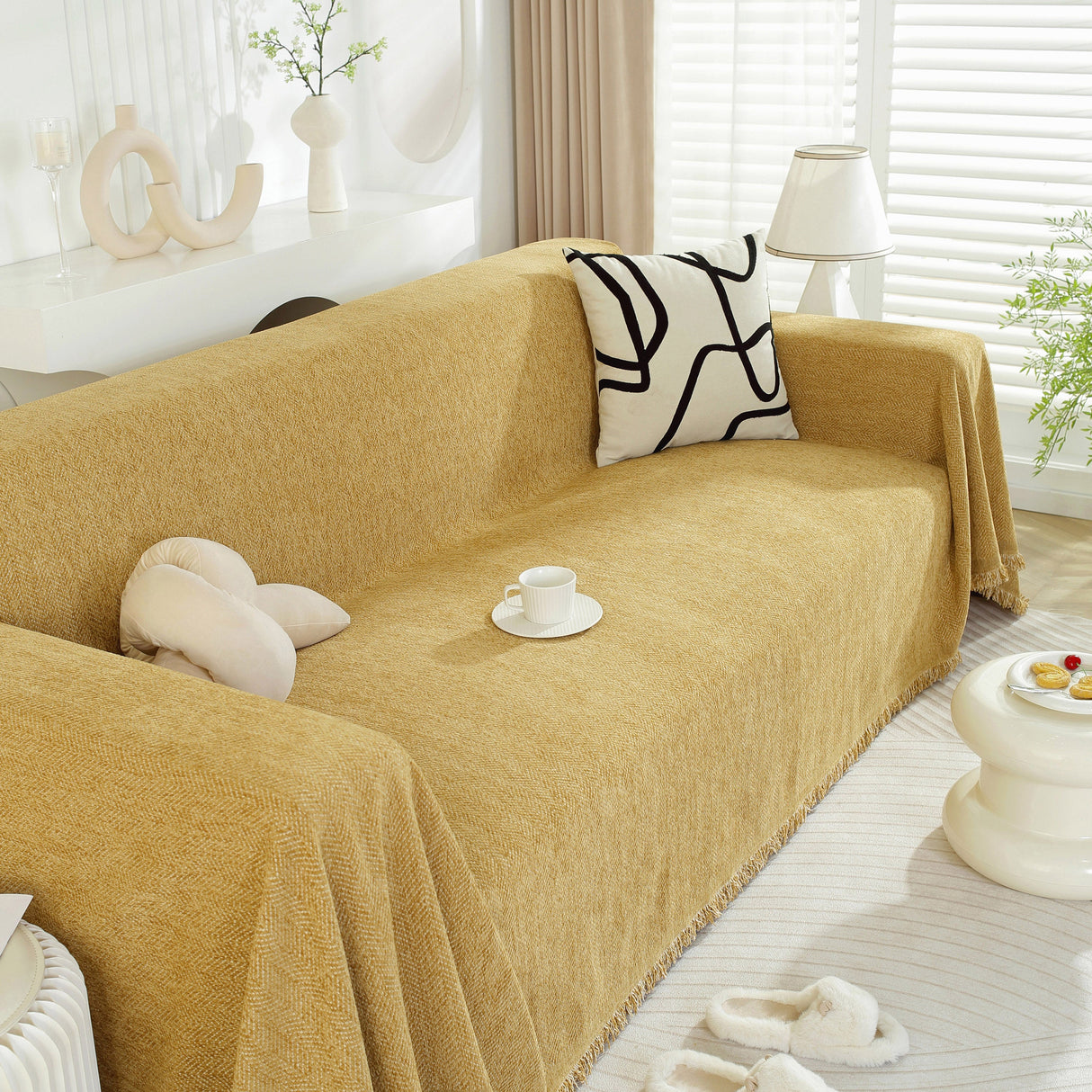 Chenille Herringbone Couch Protector Blanket, Stylish Throw Blankets for Couch and Couch Throw Cover