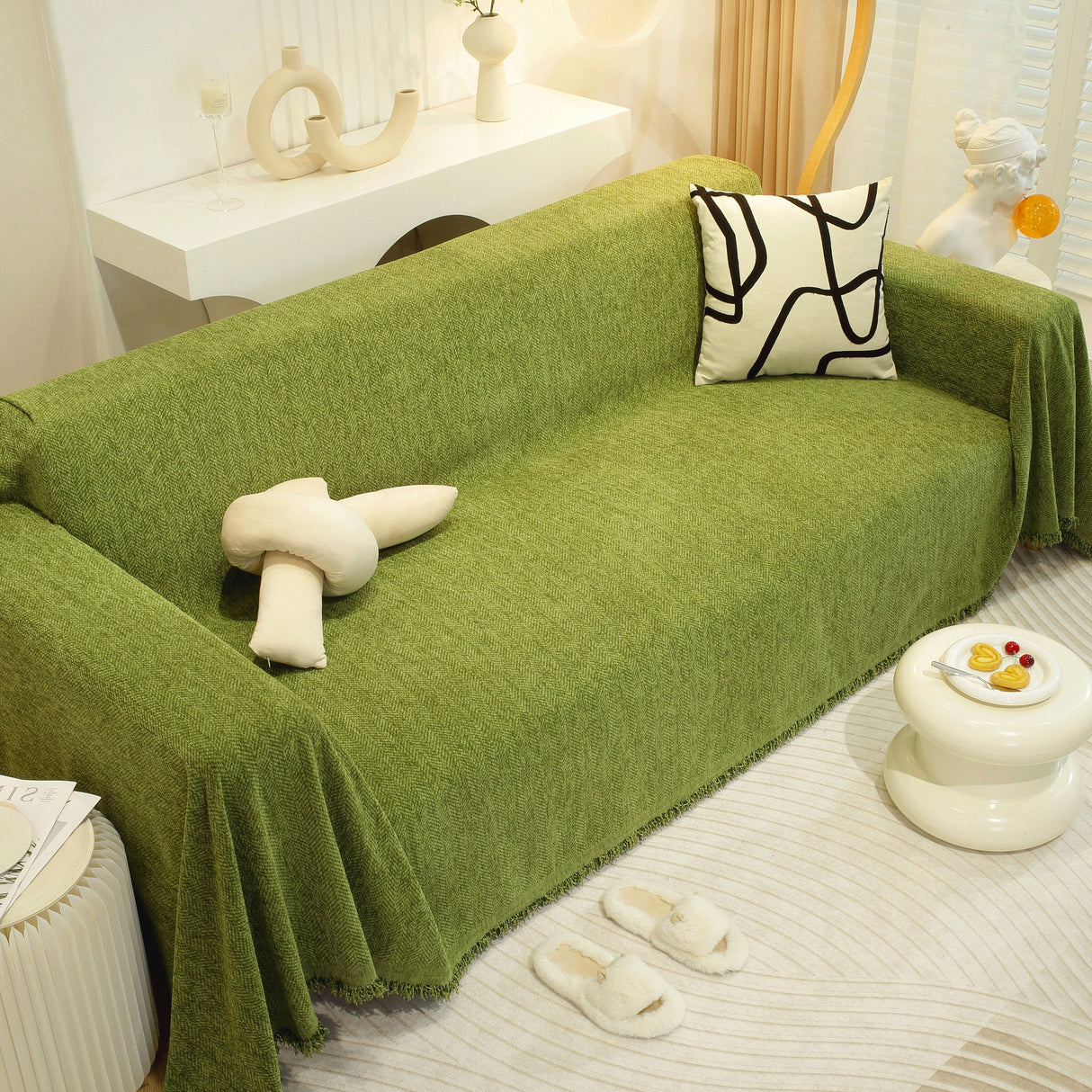 Chenille Herringbone Couch Protector Blanket, Stylish Throw Blankets for Couch and Couch Throw Cover