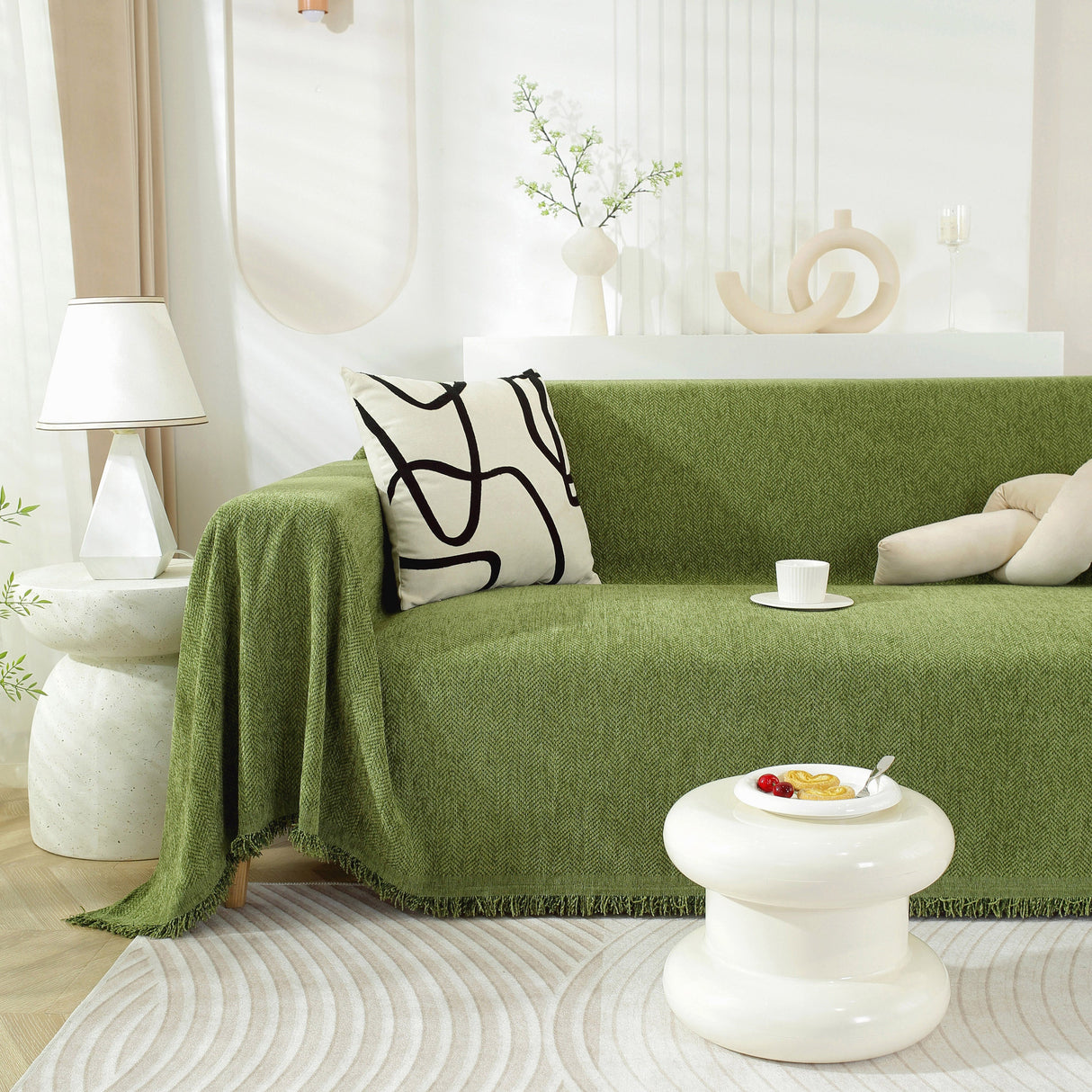 Chenille Herringbone Couch Protector Blanket, Stylish Throw Blankets for Couch and Couch Throw Cover