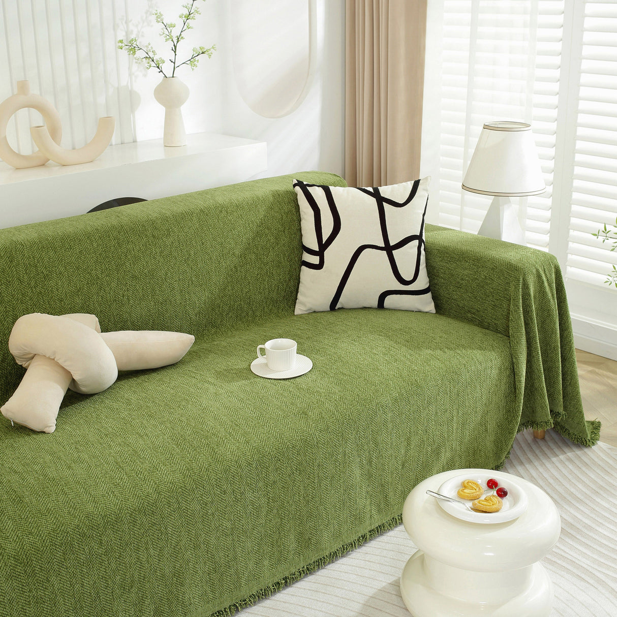 Chenille Herringbone Couch Protector Blanket, Stylish Throw Blankets for Couch and Couch Throw Cover