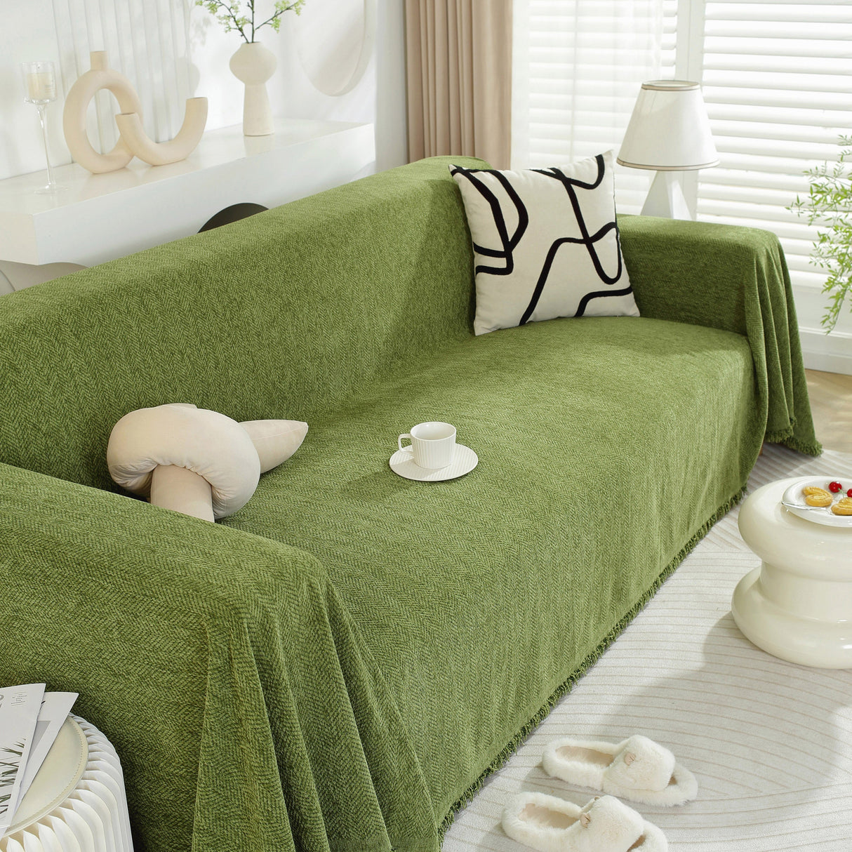 Chenille Herringbone Couch Protector Blanket, Stylish Throw Blankets for Couch and Couch Throw Cover