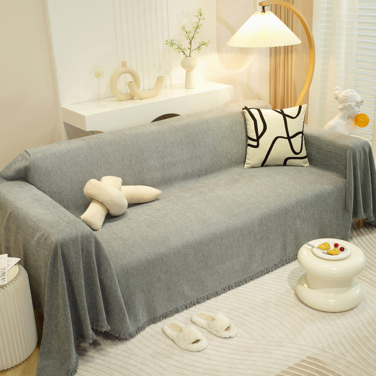 Chenille Herringbone Couch Protector Blanket, Stylish Throw Blankets for Couch and Couch Throw Cover