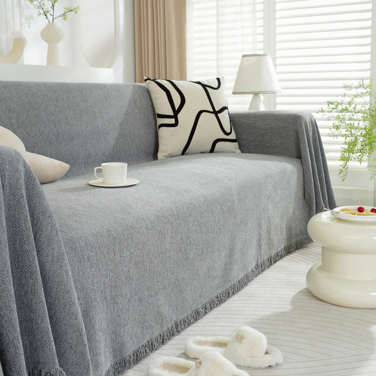 Chenille Herringbone Couch Protector Blanket, Stylish Throw Blankets for Couch and Couch Throw Cover