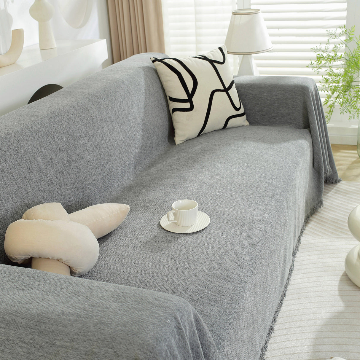 Chenille Herringbone Couch Protector Blanket, Stylish Throw Blankets for Couch and Couch Throw Cover