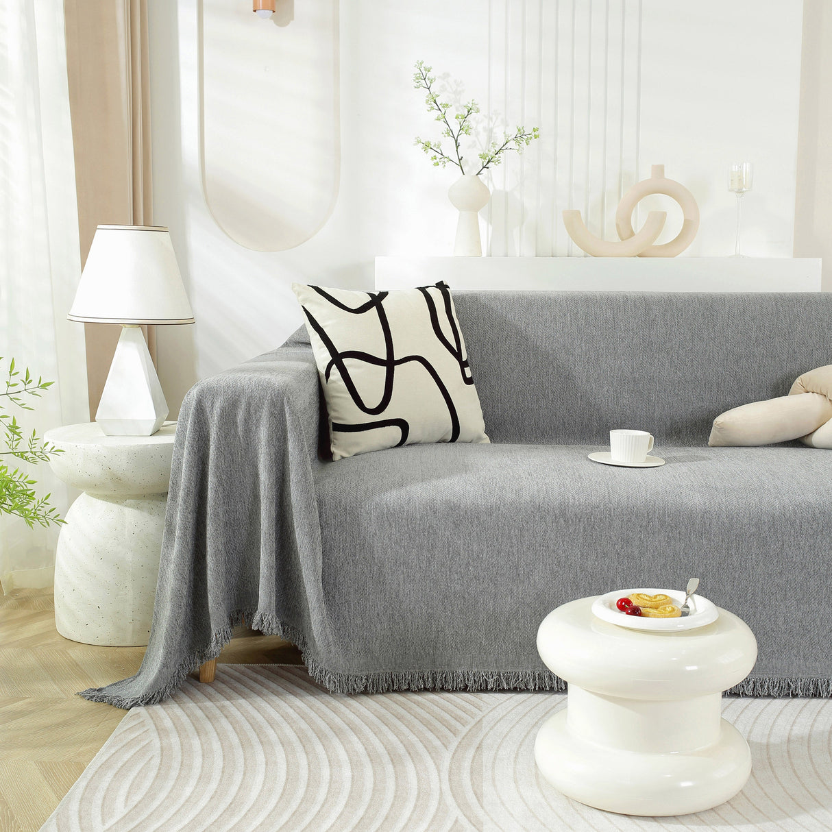 Chenille Herringbone Couch Protector Blanket, Stylish Throw Blankets for Couch and Couch Throw Cover