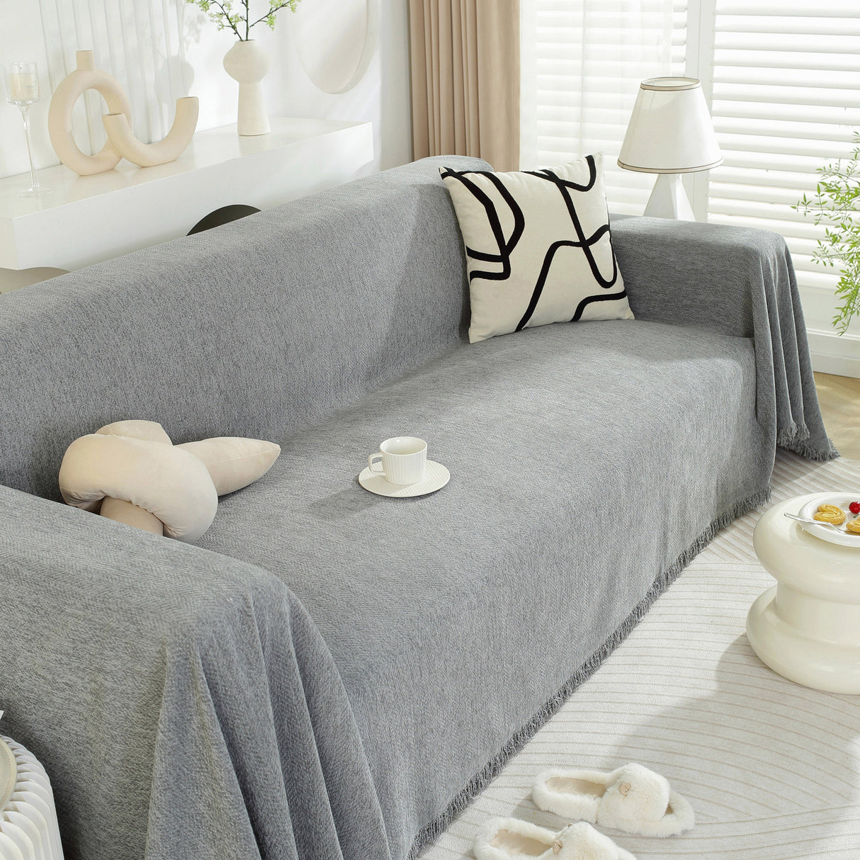 Chenille Herringbone Couch Protector Blanket, Stylish Throw Blankets for Couch and Couch Throw Cover