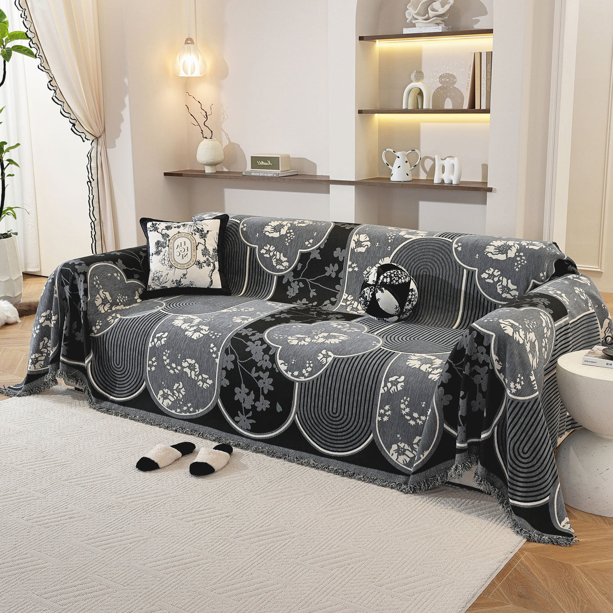 Modern Retro Sofa Throw - Decorative, Washable Chenille Blanket & Couch Protector