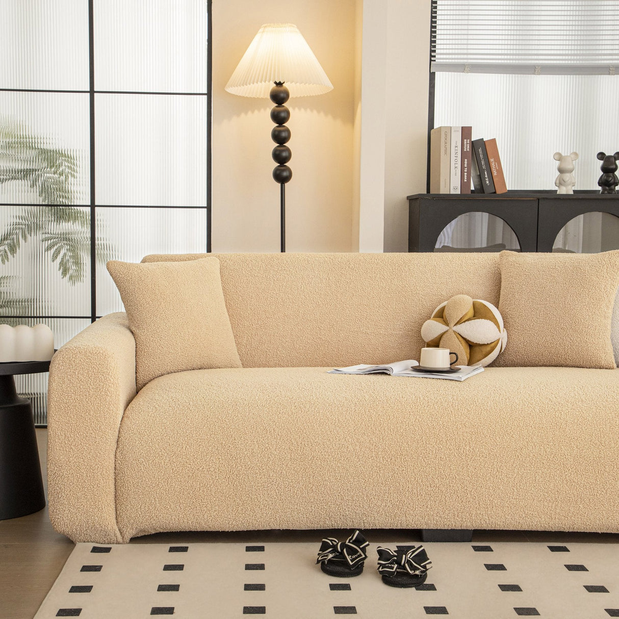 Stretch Plush Fitted Couch Slipcover Furniture Protector for 1/2/3/4/5 Cushion Couch