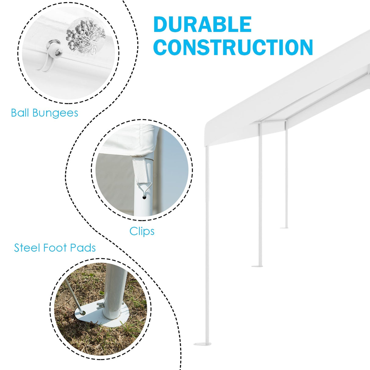 10 x 20 Feet Steel Frame Portable Car Canopy Shelter by DirectDeals