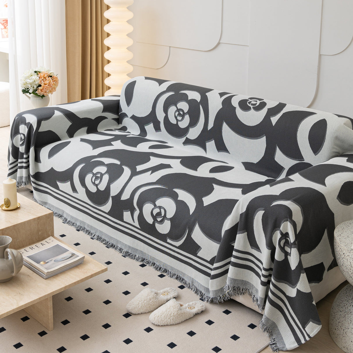 Chenille Sofa Cover Blanket, Couch Cover Blanket Throws for Couches Living Room Furniture Throw Covers